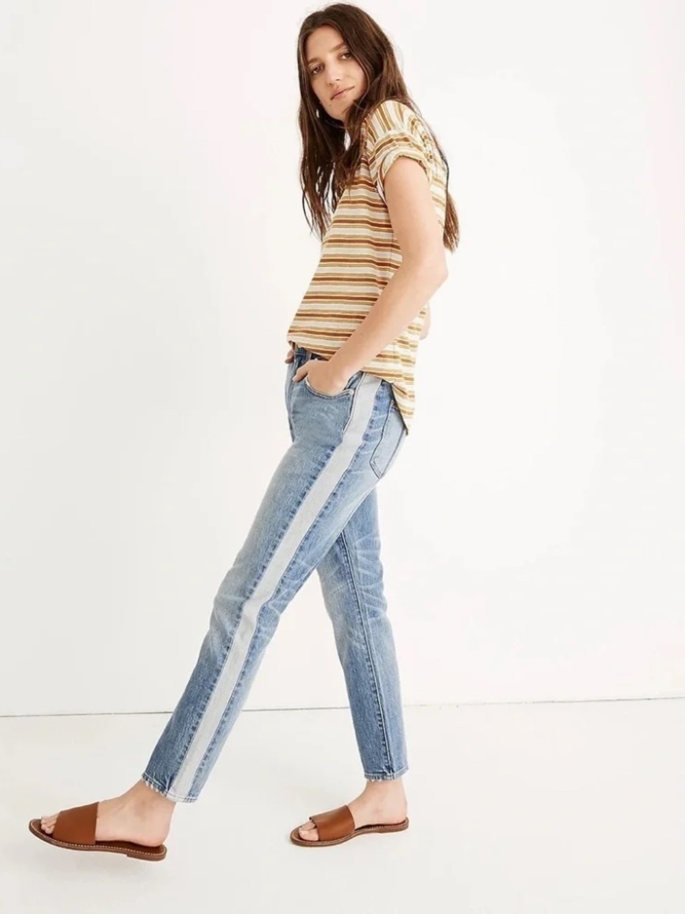 Madewell High-Rise Slim Boyjean in Wexford Wash: Tuxedo Stripe Edition
